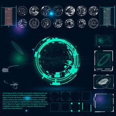 Aufkleber - Radar screen. Vector illustration for your design. Technology background. Futuristic user interface. HUD.
