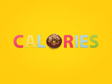 Bright Composition Of Doughnut And Word Calories