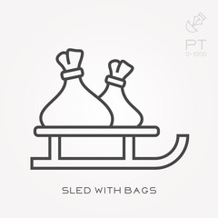 Wall Mural - Line icon sled with bags