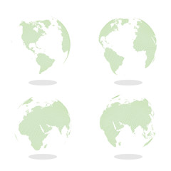 Wall Mural - Abstract Set of Globes with Dotted Map. Color Vector Illustration.