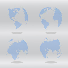 Wall Mural - Abstract Set of Globes with Dotted Map. Color Vector Illustration.