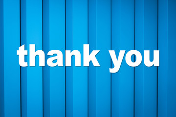 Wall Mural - thank you card - thank you- white text on blue background