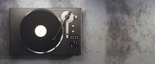 Vinyl Record Player On Concrete Background