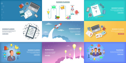 Poster - Business banner set template, cartoon style