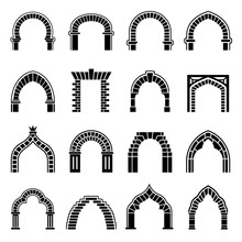 Arch Types Icons Set, Simple Style