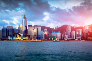 Wall Mural - Victoria harbour, Hong Kong skyline