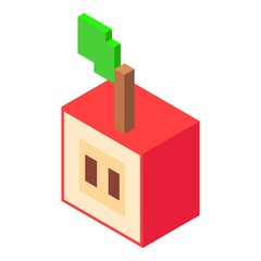 Wall Mural - Slice apples icon, isometric 3d style