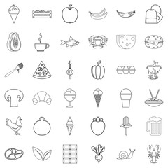 Wall Mural - Food icons set, outline style