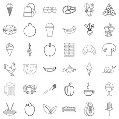 Wall Mural - Fresh food icons set, outline style