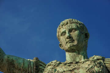 Wall Mural - Augustus emperor of Rome, bronze statue with copy space