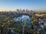Fototapeta  - Drone view on Echo Park, Los Angeles
