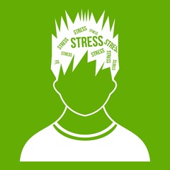 Sticker - Word stress in the head of man icon green