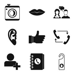 Poster - Call recording icons set, simple style