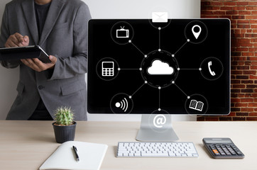 Poster -  Cloud Computing diagram Network Data Storage Technology Service