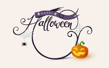 Happy Halloween Calligraphy. Banners Party Invitation.Vector Illustration.