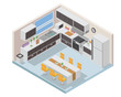 Modern Isometric Luxury House Kitchen Interior Design Illustration