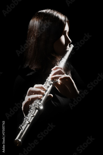 Plakat Flet gracza Flecista gra na flecie instrumentu