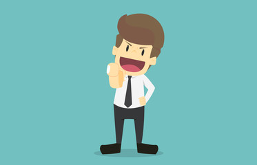 Businessman while pointed forward I saying want you.Cartoon of business success is the concept of the man characters business, the mood of people, can be used as a background. vector illustration