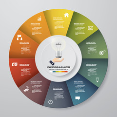 Leinwandbilder - 10 steps process. Simple&Editable abstract design element. Vector.