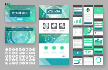 Wall Mural - Website design template and interface elements