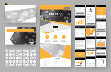 Wall Mural - website design template and interface elements