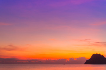 Wall Mural - morning sunrise on the east coast of thailand is the day where the sky looks bright and colorful.