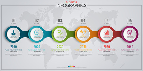 Poster - Infographic business horizontal timeline process chart template. Vector modern banner used for presentation and workflow layout diagram, web design. Abstract elements of graph options.