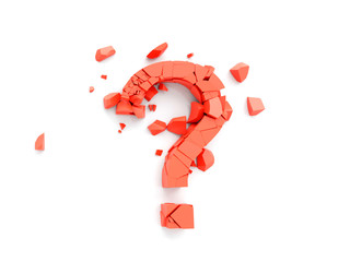 Poster - Broken question mark, original 3d rendering