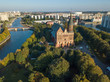 Aerial cityscape of Kant Island in Kaliningrad, Russia at sunny autumn day
