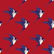 Colorful seamless pattern, background with swallows.