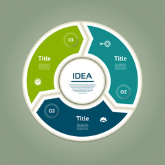 Wall Mural - Vector circle arrows for infographic. Template for cycling diagram, graph, presentation and round chart. Business concept with  3 options, parts, steps or processes. Abstract background.