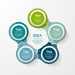 Wall Mural - Vector circle infographic. Template for diagram, graph, presentation and chart. Business concept with 5 options, parts, steps or processes. Abstract background.