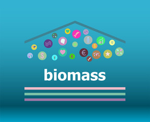 Poster - Text Biomass on digital background. Social concept