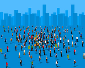 Wall Mural - Large group of people over the city. Business concept.
