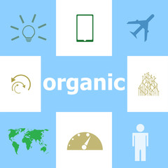 Poster - Text Organic. Marketing concept . Infographic Elements. Icon set
