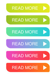 Poster - Vector read more buttons with arrow - colorful labels on the white background. Usable for a link, continue, read more or next.