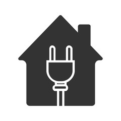 House with wire plug glyph icon