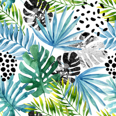 Wall Mural - Hand drawn abstract tropical summer background