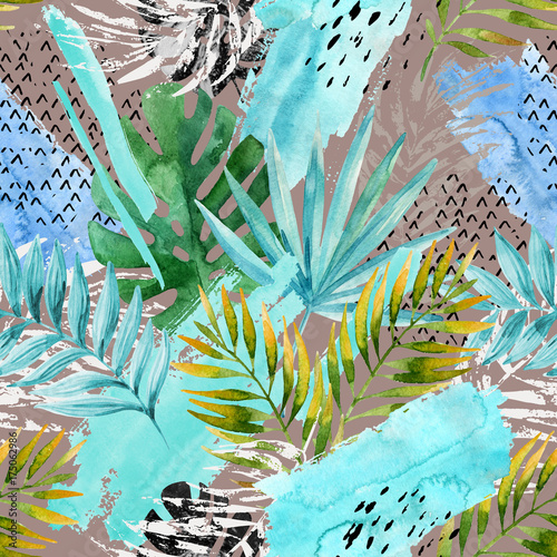 Naklejka dekoracyjna Hand drawn abstract tropical summer background