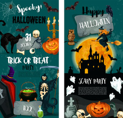 Wall Mural - Halloween night trick or treat party poster design