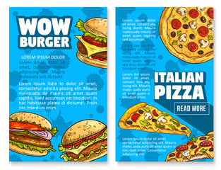 Wall Mural - Vector fast food restaurant burger sketch poster