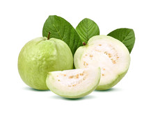 Guava Fruit Isolated On White Background.