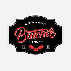 Wall Mural - Butcher Shop hand written lettering logo, label, badge, emblem.