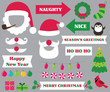 Christmas party photo booth props (Santa hats and beards, naughty and nice signs, decoration)