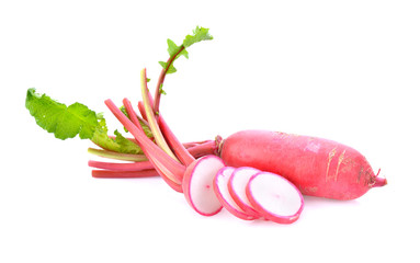 Red radish on white background