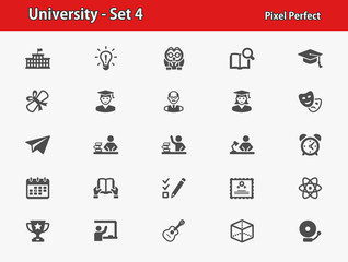 University Icons. Professional, pixel perfect icons optimized for both large and small resolutions. EPS 8 format.