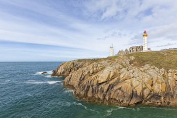 Poster - Lighthouse, abbey and semaphore tower of Saint-Mathieu, Brittany