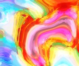 Fototapeta Tęcza - graphic illustration of liquid swirl marble pattern background in vivid funky tone color 