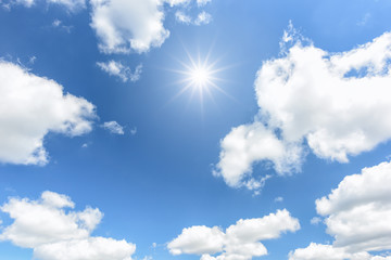 Wall Mural - sun with sunlight in cloud on blue sky background