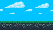 Pixel Art Seamless Background With Sky And Ground.